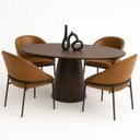 Ver imagem 3 de Mesa de Jantar Cone Oval 244x137 Cm Laca Marrom Cacau com Vidro