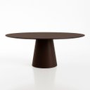 Ver imagem 1 de Mesa de Jantar Cone Oval 244x137 Cm Laca Marrom Cacau com Vidro