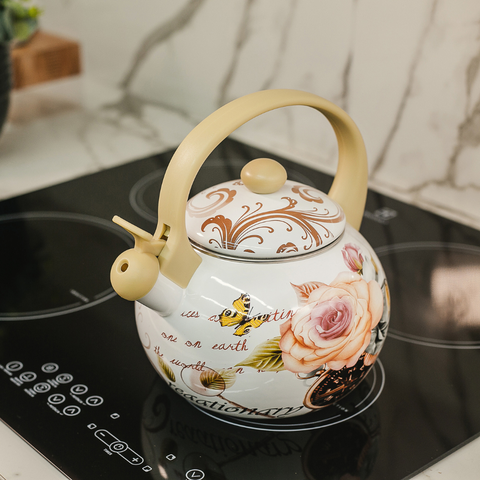 Chaleira Esmaltada Vintage 2,2l com Apito À Indução Flowers