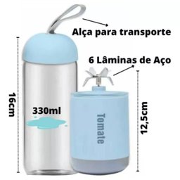 Mini Liquidificador Portátil Copo de Vidro 330ml Recarregável USB - 7