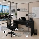 Ver mais imagens de Conjunto Mesa de Escritório 120x60cm com 2 Gavetas + Cadeira Netflex Ergonômica Premium Reclinável
