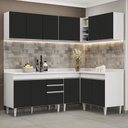 Ver imagem 2 de Armário de Cozinha Modulado de Canto 6 Peças Cp29 Balcão com Tampo Branco/preto - Lumil Lumil Móveis