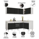 Ver imagem 3 de Armário de Cozinha Modulado de Canto 6 Peças Cp29 Balcão com Tampo Branco/preto - Lumil Lumil Móveis