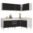 Ver imagem 1 de Armário de Cozinha Modulado de Canto 6 Peças Cp29 Balcão com Tampo Branco/preto - Lumil Lumil Móveis