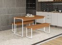 Ver imagem 1 de Mesa Escritório Desk com 2 Bancos Canela/branco