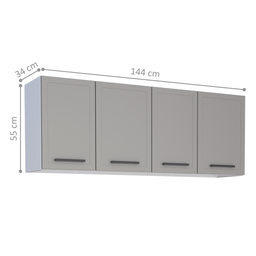 Armário Aéreo 4 Portas Antonina Cinza - 2