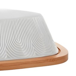 Manteigueira Oásis Branca em Cerâmica Base em Bambu 21cm - 5
