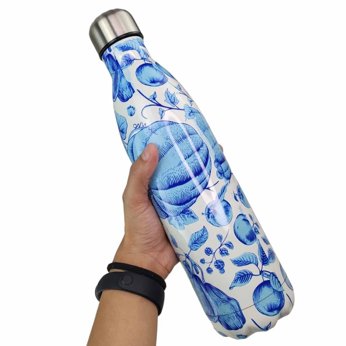 Garrafa Termica Estampada Flores Aço Inox 750Ml Squeeze Florida Agua Quente Gelada Academia Treino E - 6