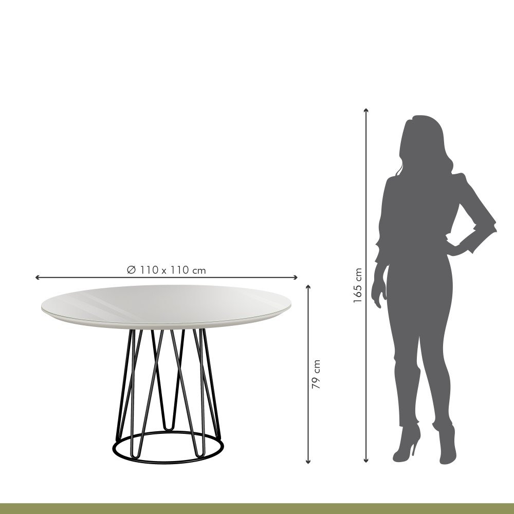 Conjunto Sala de Jantar Mesa 110cm Tampo MDF Laqueado/Vidro 4 Cadeiras Dubai Mais Decor - 9