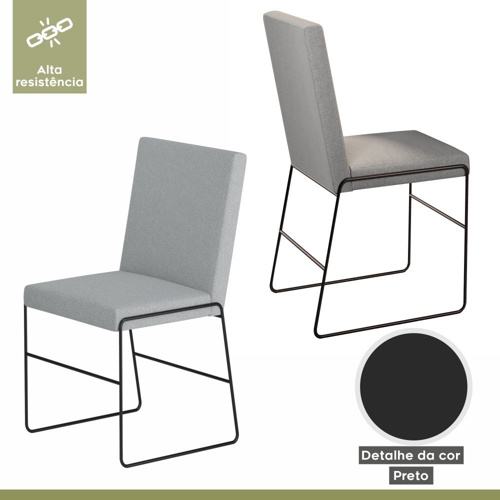 Conjunto Sala de Jantar Mesa 110cm Tampo MDF Laqueado/Vidro 4 Cadeiras Dubai Mais Decor - 7