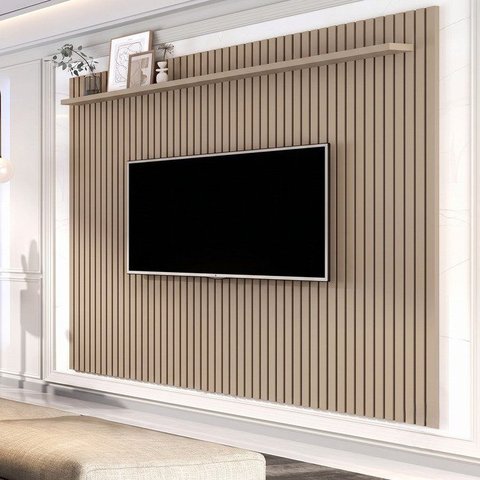 Painel Ripado para TV até 84 Polegadas MDF 230,5x183cm Versátil 1.8