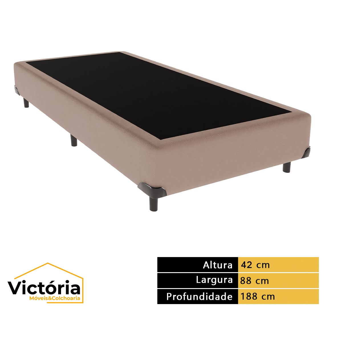 Cama Box Solteiro Bege e Colchão Ortobom Airtech Molas Ensacadas - 4