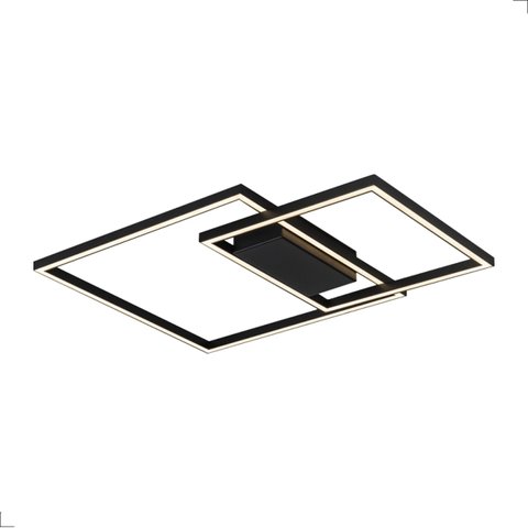 Luminária de Teto Plafon Canvas Quadrado Duplo Preto 58w 3000k Bivolt