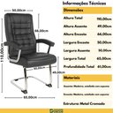 Ver imagem 3 de Cadeira de Escritório Estofada Presidente Premium Base Fixa - Preto