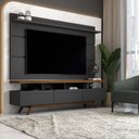Ver imagem 1 de Rack com Painel para Tv até 72 Polegadas Armênia 3 Gavetas Black/freijó - Panorama Móveis