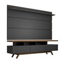 Ver imagem 3 de Rack com Painel para Tv até 72 Polegadas Armênia 3 Gavetas Black/freijó - Panorama Móveis