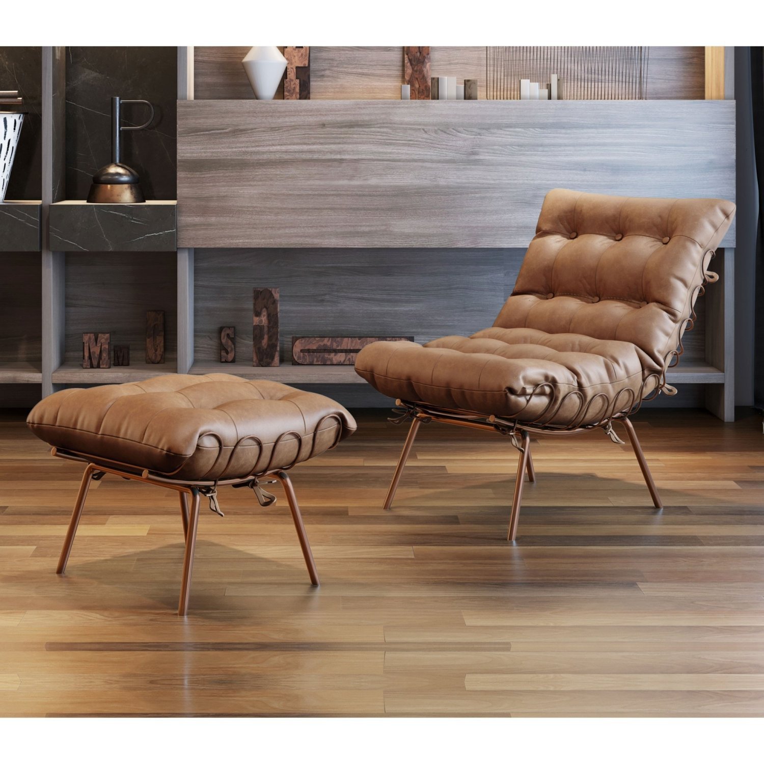 Poltrona Costela com Puff Costela M07 Mais Decor
