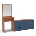 Ver imagem 2 de Cômoda Penteadeira Madri 6 Gavetas c/ Espelho 209x160cm Azul/Freijó 250805