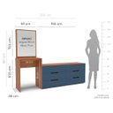 Ver imagem 3 de Cômoda Penteadeira Madri 6 Gavetas c/ Espelho 209x160cm Azul/Freijó 250805