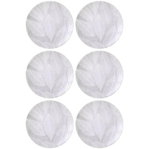Jogo 6 Pratos Rasos Tramontina Arbo Porcelana Decorada 25cm Mesa Posta Jantar Almoço