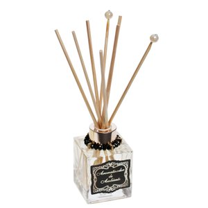 Difusor Varetas Vidro 100ml Enfeites ouro/preto - Fragrância: Loungerie