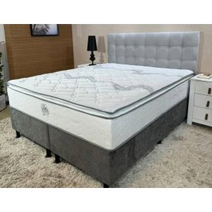 Cama Box Isofort Luxo C/ Pillow Top Cinza - King ( 193 X 203 )-