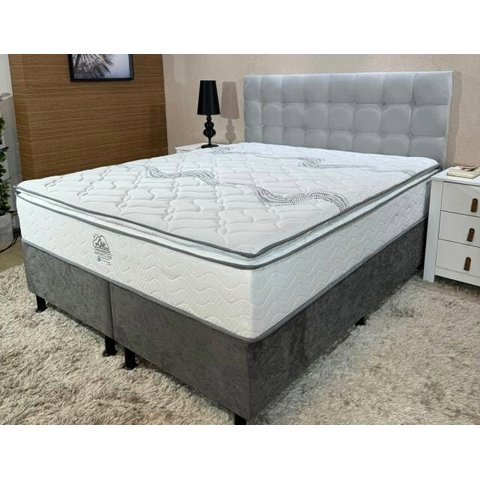 Cama Box Isofort Luxo C/ Pillow Top Cinza - King ( 193 X 203 )-