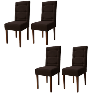 Kit 4 Cadeiras Sala de Jantar Estofadas Eloísa Veludo Marrom (liz Maria)