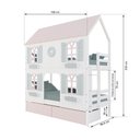 Ver imagem 3 de Beliche Casinha Bela com Coração 2 Gavetas Rosa 4 Janelas Venezianas - Madeira Maciça Branco/rosa