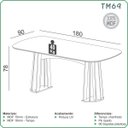 Ver imagem 3 de Mesa de Jantar 180cm com 6 Cadeiras Dalla Costa 100% Mdf Cor:off White com Freijó e Terracota