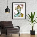 Ver imagem 1 de Quadro Buda Branco com Dourado - 60x48cm:madeira Preta