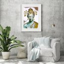 Ver imagem 2 de Quadro Buda Branco com Dourado - 60x48cm:madeira Preta