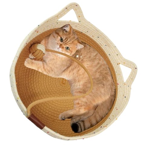Cama Gato Ninho Cestinho Arranhador Pet Felino Brinquedo Bolinha Rasqueador Confortavel Animais Esti