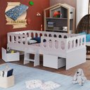 Ver imagem 1 de Cama Infantil Lara Solteiro com Nichos Escadinha e Colchão Branco - Baby Mobília