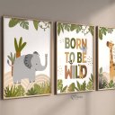 Ver imagem 3 de Kit 3 Quadros Decorativos Infantil - Mini Savana NO2 - 30x40 - Moldura Madeira