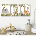 Ver imagem 1 de Kit 3 Quadros Decorativos Infantil - Mini Savana NO2 - 30x40 - Moldura Madeira