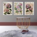 Ver imagem 2 de Kit 3 Quadros Florais - Hortências 45x34cm - com Vidro:moldura Preta
