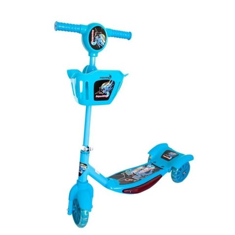 Patinete Infantil 3 Rodas C/ Cesta Som e Luzes Azul - Importway