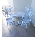 Ver imagem 1 de Conjunto de Mesa para Jardim Chinês com Mesa Pé Central e 4 Cadeiras em Alumínio Fundido Unifer Móve