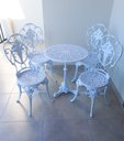Ver imagem 1 de Conjunto de Mesa para Jardim Chinês com Mesa Pé Central e 4 Cadeiras em Alumínio Fundido Unifer Móve