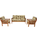 Ver imagem 1 de CONJUNTO DE SOFÁ 3 LUGARES E POLTRONAS EM MADEIRA