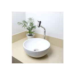 Cuba Apoio Redondo Banheiro Branco 30cm Cerâmica Icasa Luxo - 4