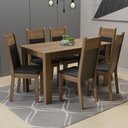 Ver imagem 1 de Conjunto Sala de Jantar Madesa Medelin Mesa Tampo de Madeira com 6 Cadeiras - Rustic/preto/sintpreto