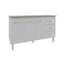 Ver imagem 1 de Armário Cozinha Gabinete de Pia 160 Cm Estela Branco e Tampo Tampão 160 Cm Mobília Decor Savana