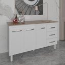 Ver imagem 2 de Armário Cozinha Gabinete de Pia 160 Cm Estela Branco e Tampo Tampão 160 Cm Mobília Decor Savana
