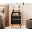 Ver imagem 1 de Mesa de Cabeceira Pés Palito 2 Gavetas Verona Preto / Nature - Comprar Moveis em Casa