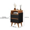 Ver imagem 2 de Mesa de Cabeceira Pés Palito 2 Gavetas Verona Preto / Nature - Comprar Moveis em Casa
