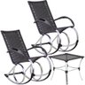 2 Cadeiras de Balanço e Mesa Centro em Alumínio - Jardim, Área - Preto - 1