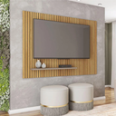 Ver imagem 2 de Painel para Tv até 75 Polegadas 1,80m Ripado com Prateleira França Fendi / Havana Caemmum