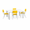 Ver imagem 2 de Jogo de Mesa Infantil 120 com 4 Cadeiras Amarelas Refeitório Escola Creche